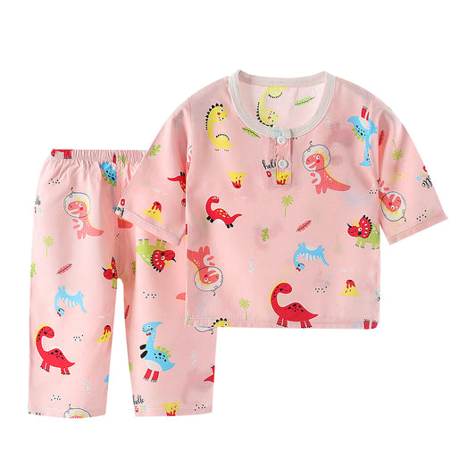 Pajamas Cotton Silk Baby Home Service Suit Three-Quarter Sleeves