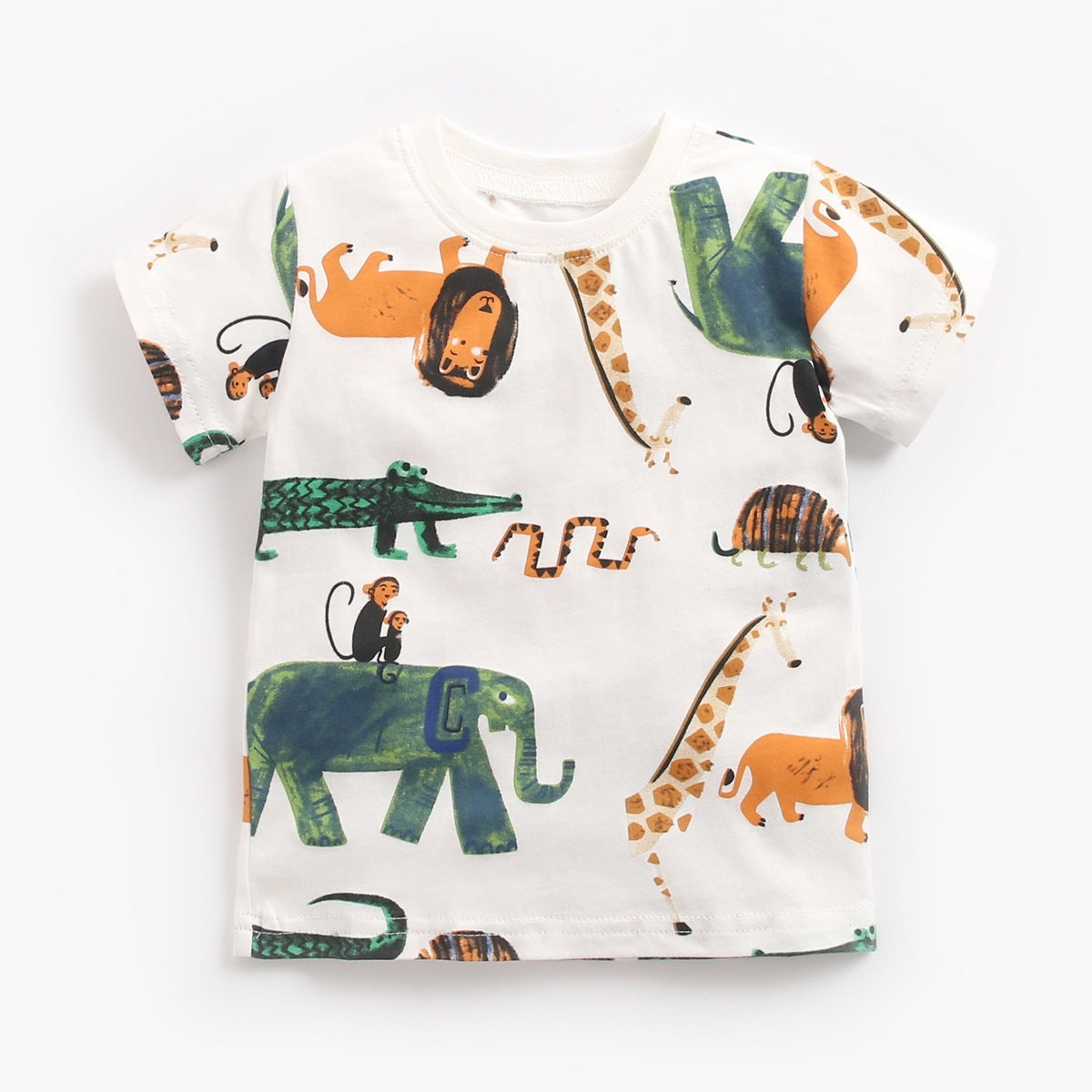 Baby Boy Animal Print Short Sleeve, T-Shirt Shorts Two Piece Set Summer