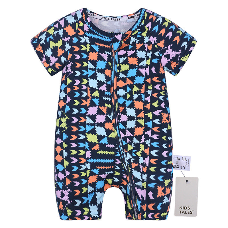 Kids Tales Summer Short-Sleeved One-Piece Baby Cotton Romper