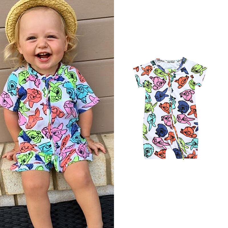 Kids Tales Summer Short-Sleeved One-Piece Baby Cotton Romper