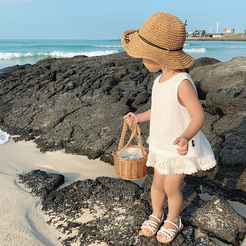 Girls' Summer Clothes, Children's French Hollow Lace Suits