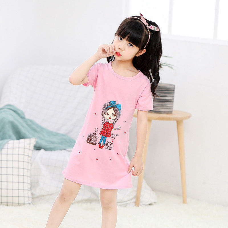 Girls' Summer Short-sleeved Fashionable Printed Pajamas