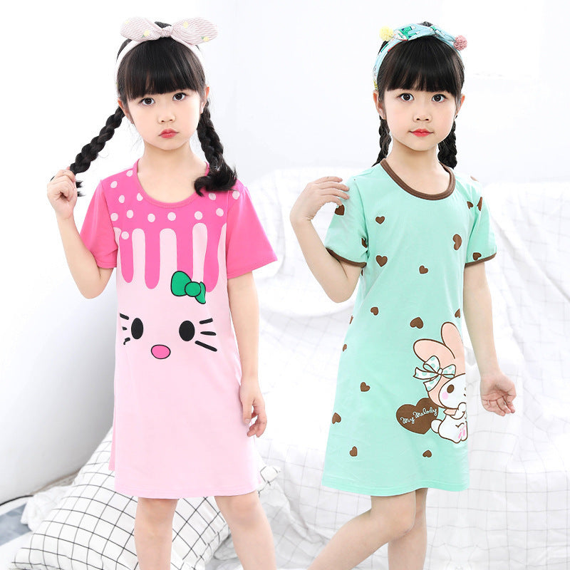 Girls' Summer Short-sleeved Fashionable Printed Pajamas