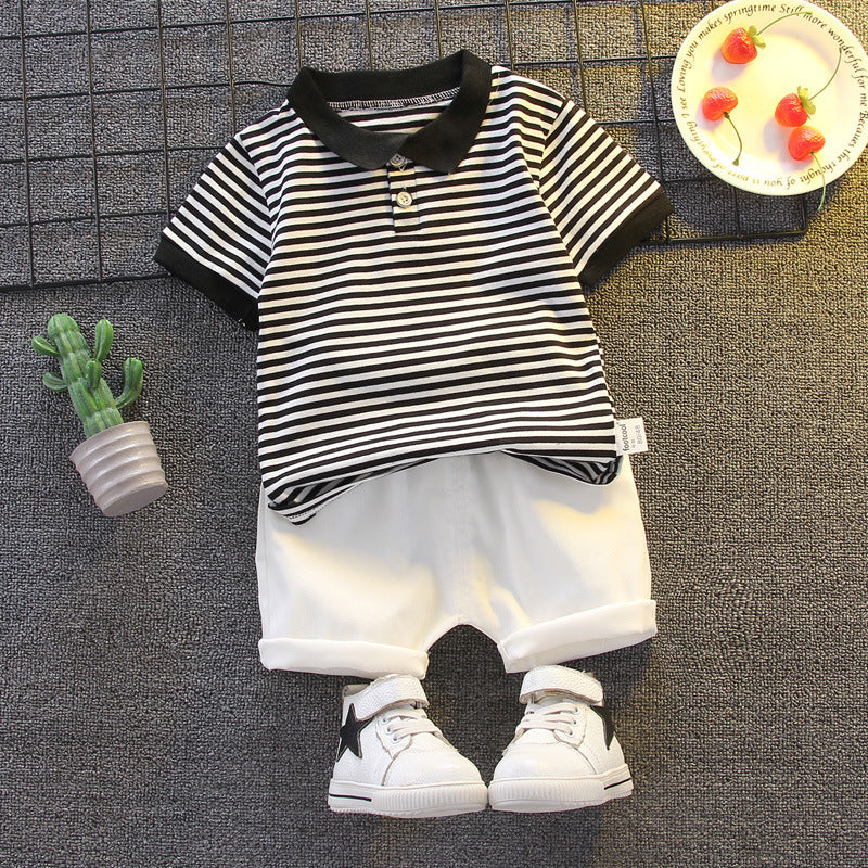 Children's Short-sleeved Striped Shorts Summer Suit