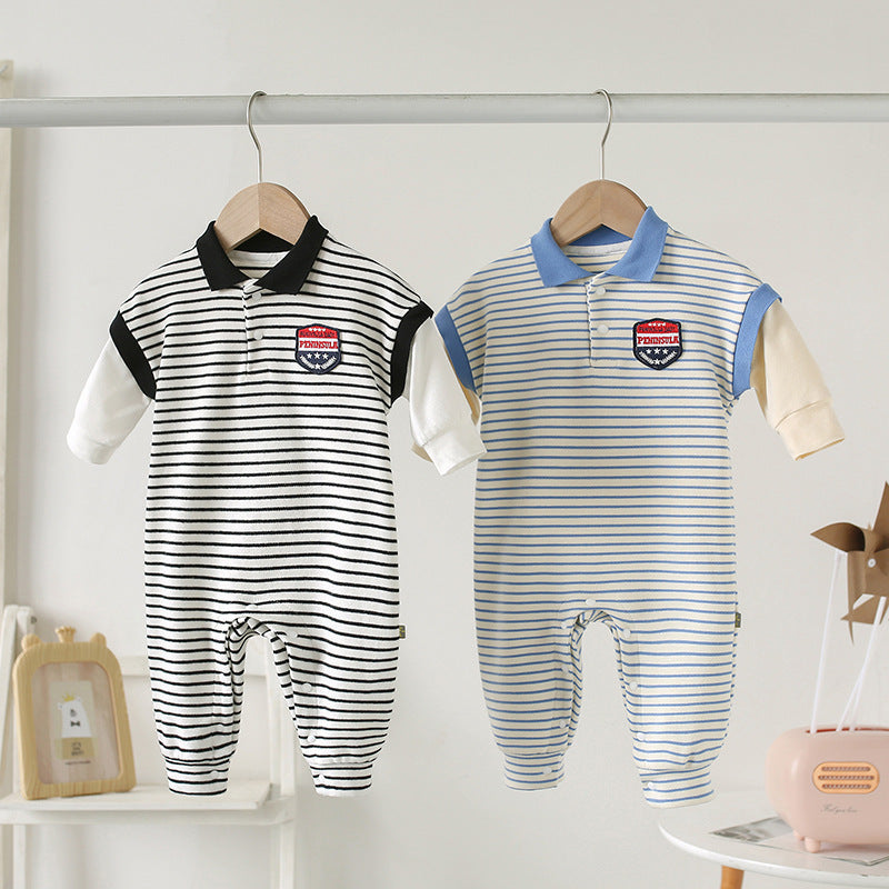 Striped Male Newborn  Baby Autumn Clothes