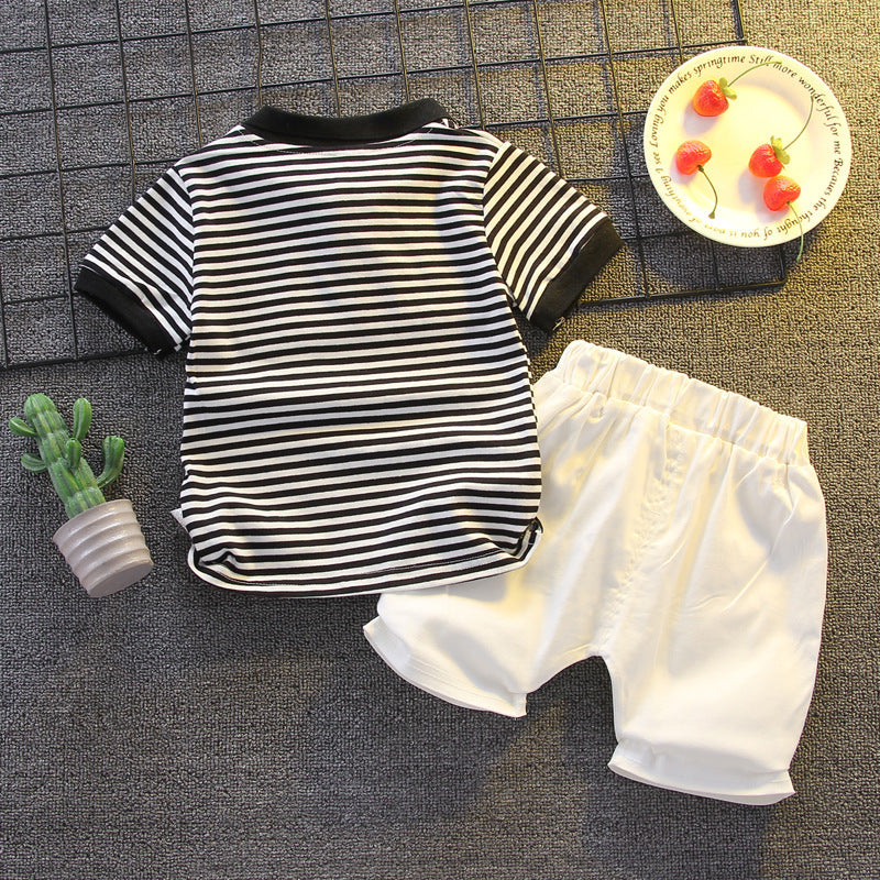 Children's Short-sleeved Striped Shorts Summer Suit