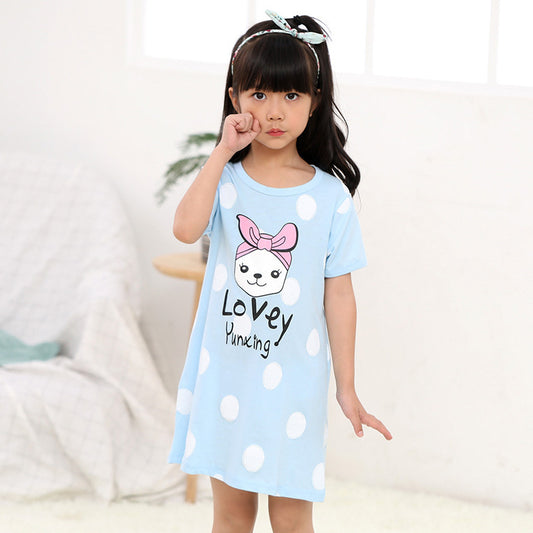 Girls' Summer Short-sleeved Fashionable Printed Pajamas