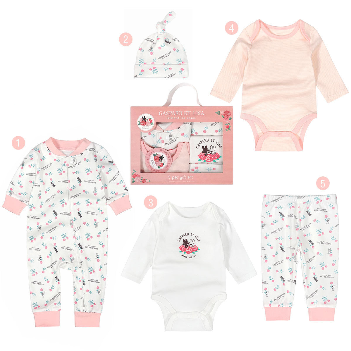 Newborn Five Piece Cartoon Soft And Comfortable Bodysuit