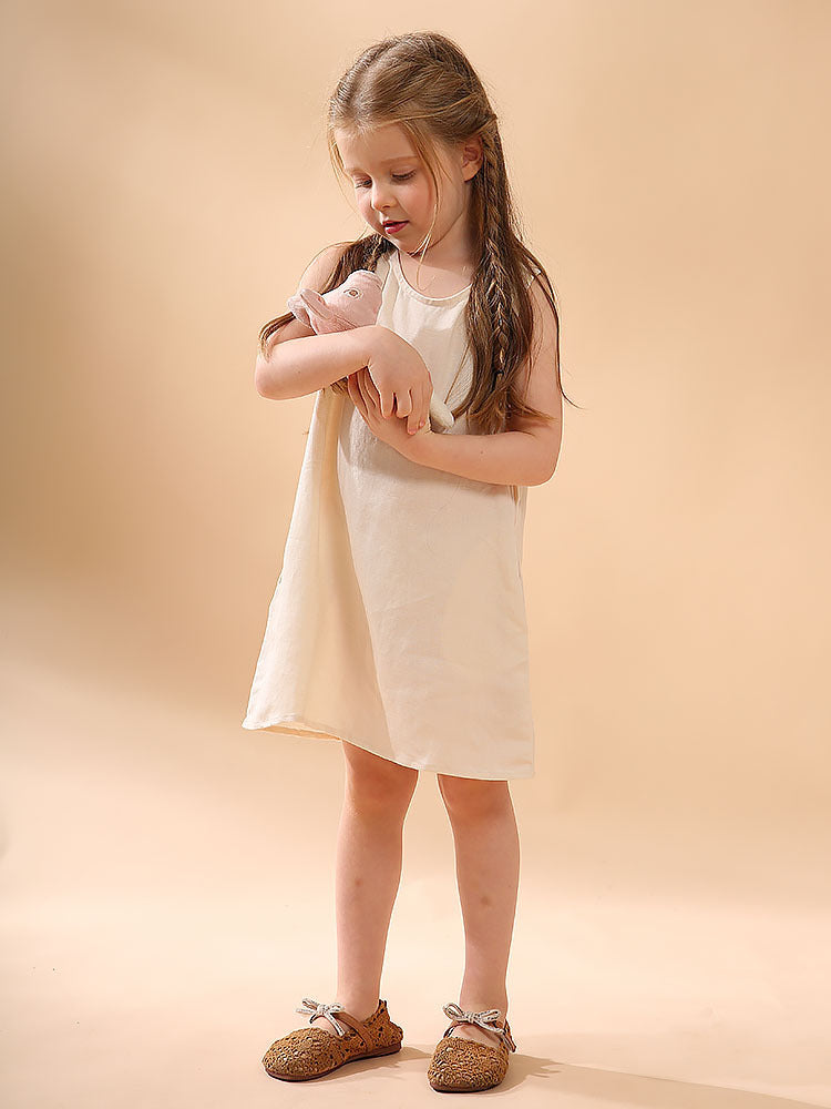 Girls' Linen And Cotton Vest Dress