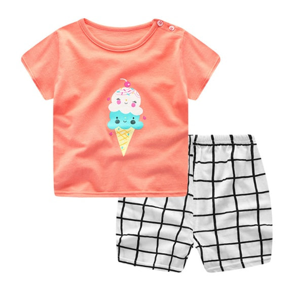 Cartoon Baby Boy+Girl Summer Casual Clothing Sets