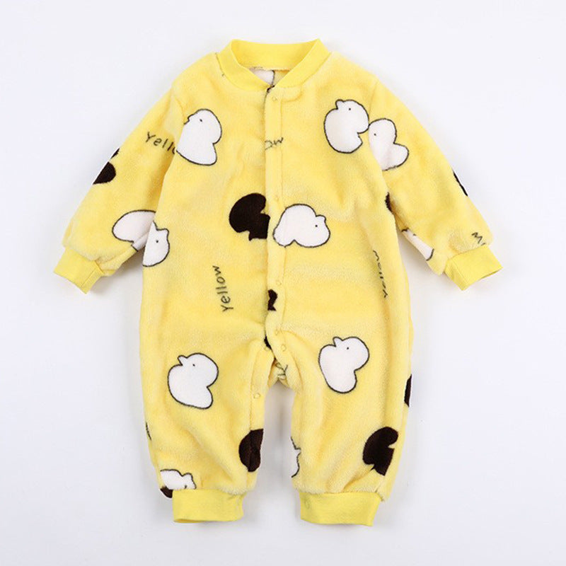 Baby Warm One-piece Clothes Coral Fleece Thickened Pajamas Romper