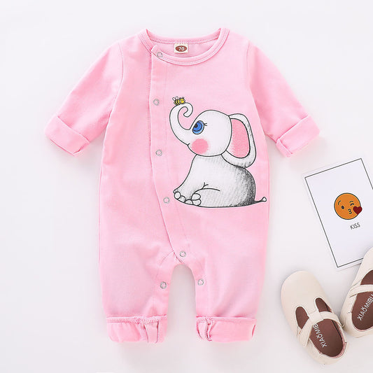 Baby Girl Elephant Print Long-sleeved Jumpsuit