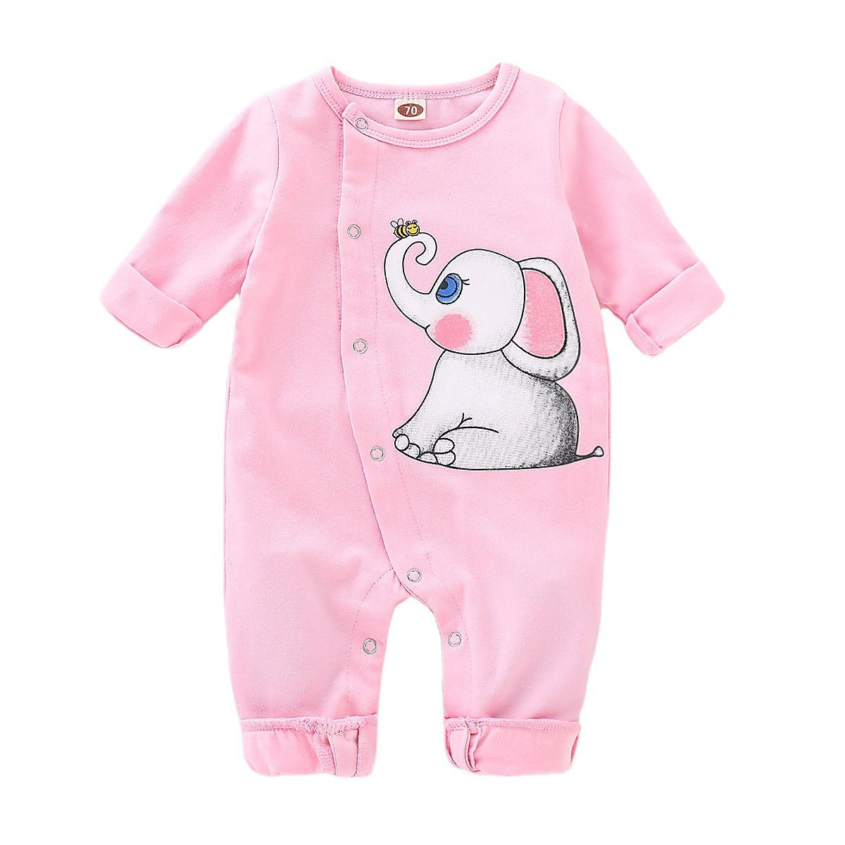 Baby Girl Elephant Print Long-sleeved Jumpsuit