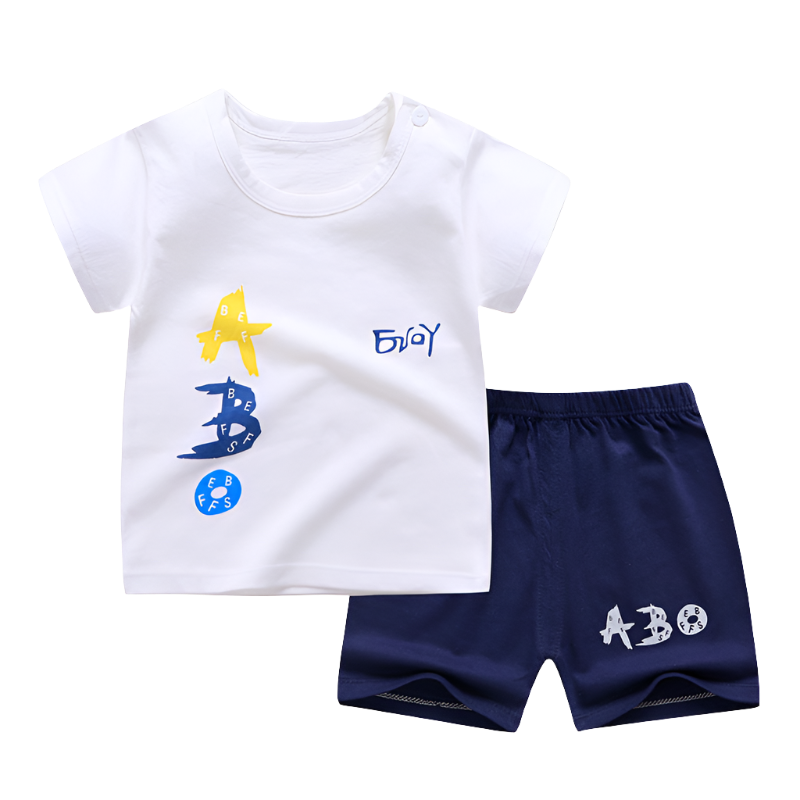 Cotton Baby Boy short sleeve suit