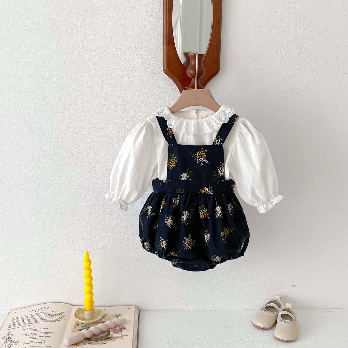 Baby Spring Small Floral Suspender Jumpsuit