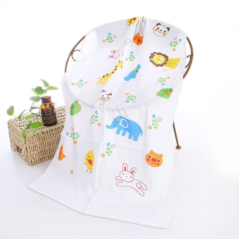 Double-layer Gauze Cartoon Print Baby Bath Towel