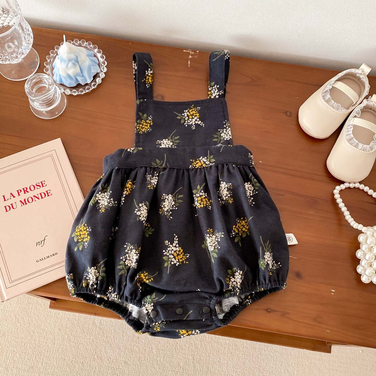 Baby Spring Small Floral Suspender Jumpsuit