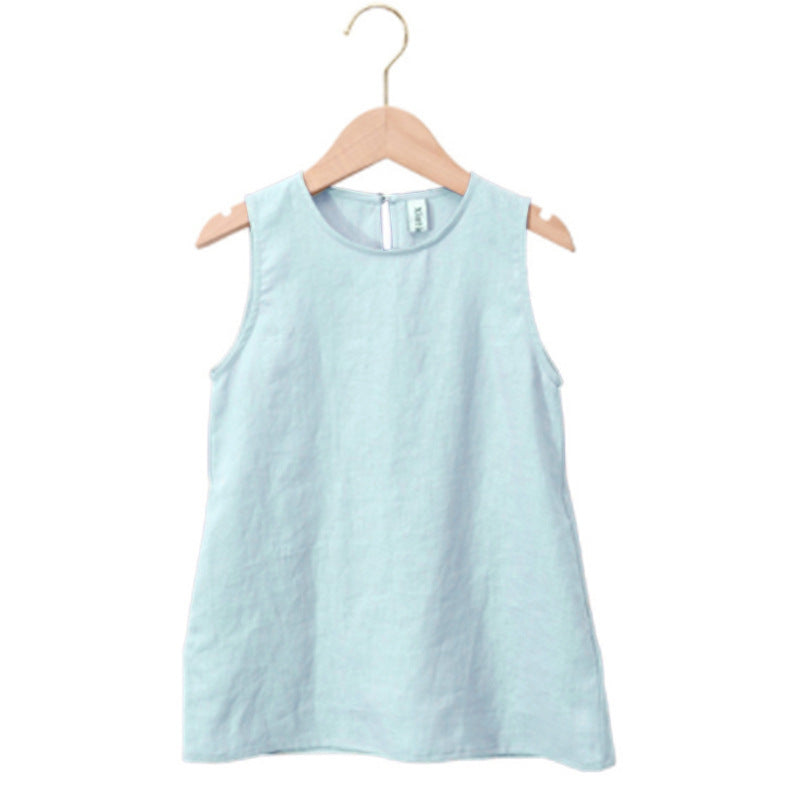 Girls' Linen And Cotton Vest Dress