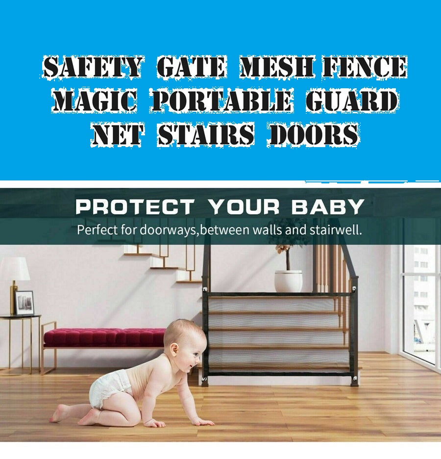 Safety Gate Mesh Fence Magic Portable Guard Net Stairs Doors