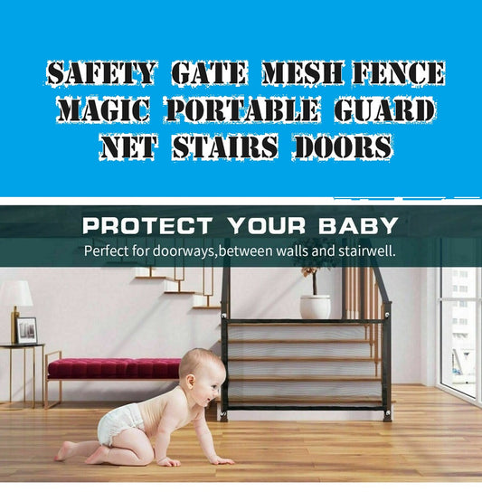 Safety Gate Mesh Fence Magic Portable Guard Net Stairs Doors