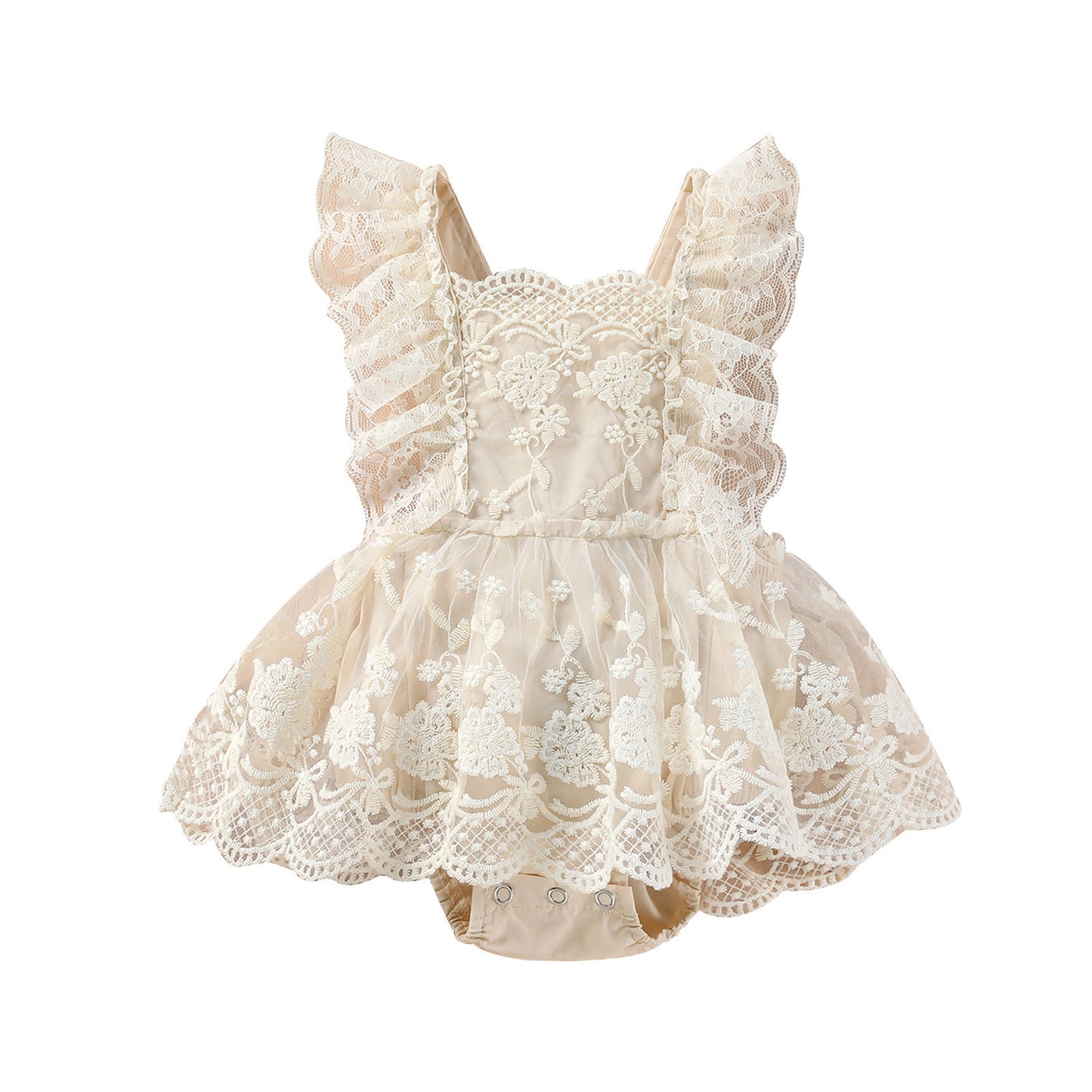 Children's Fashion Personality Apricot Lace Romper