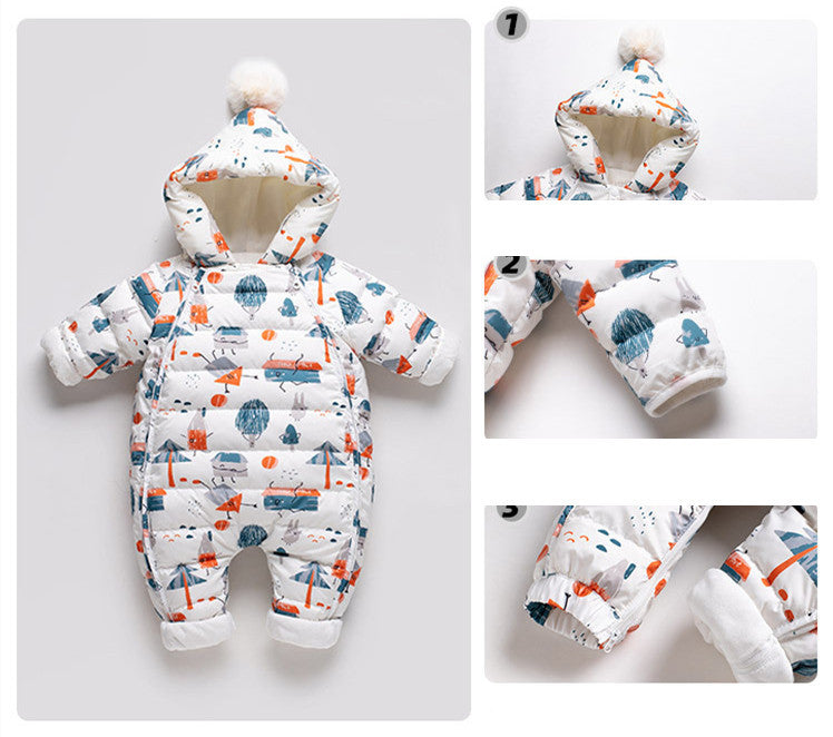 Baby Thickened Jumpsuit Printed Jacket