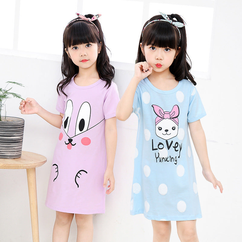 Girls' Summer Short-sleeved Fashionable Printed Pajamas