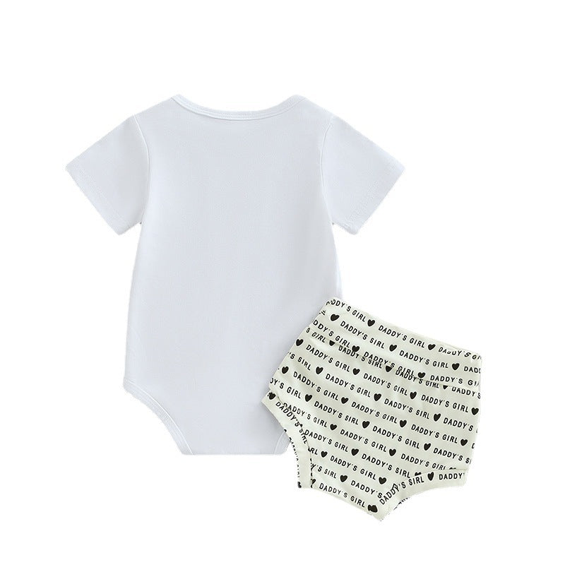 Summer Baby Girl Short Sleeve Adjustable Three-piece Set