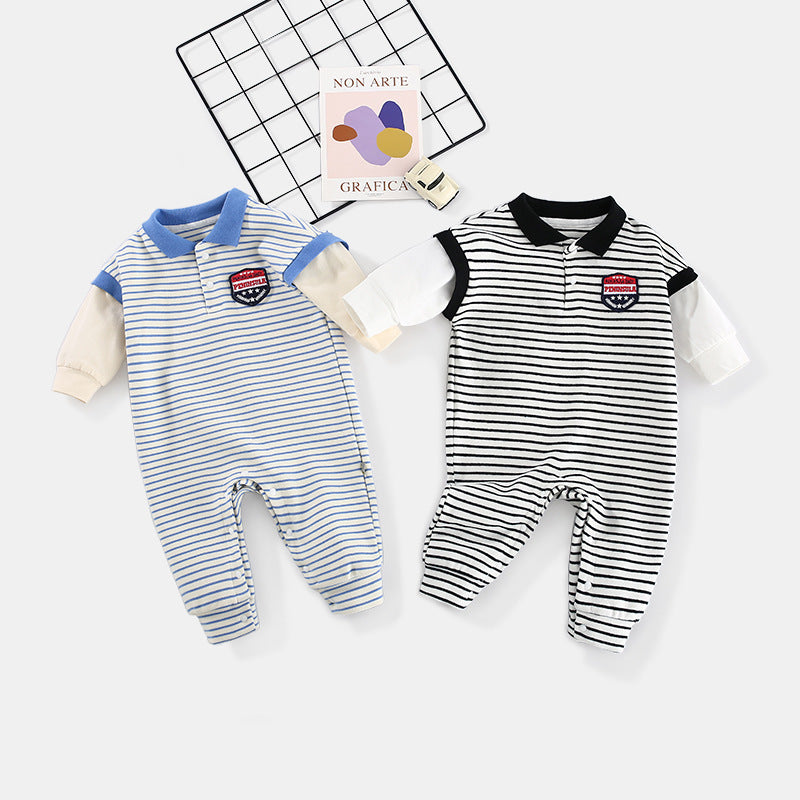 Striped Male Newborn  Baby Autumn Clothes