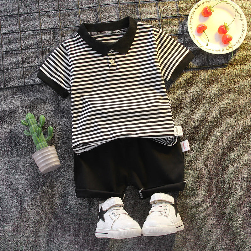 Children's Short-sleeved Striped Shorts Summer Suit