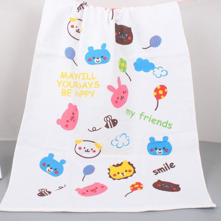 Double-layer Gauze Cartoon Print Baby Bath Towel