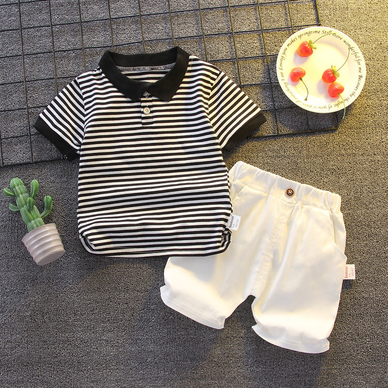 Children's Short-sleeved Striped Shorts Summer Suit