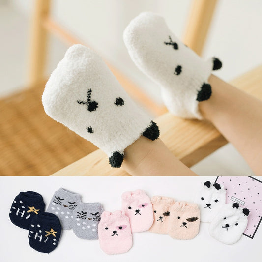 Autumn And Winter New Children Thick Coral Fleece Non-slip Baby Socks