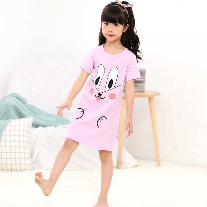 Girls' Summer Short-sleeved Fashionable Printed Pajamas